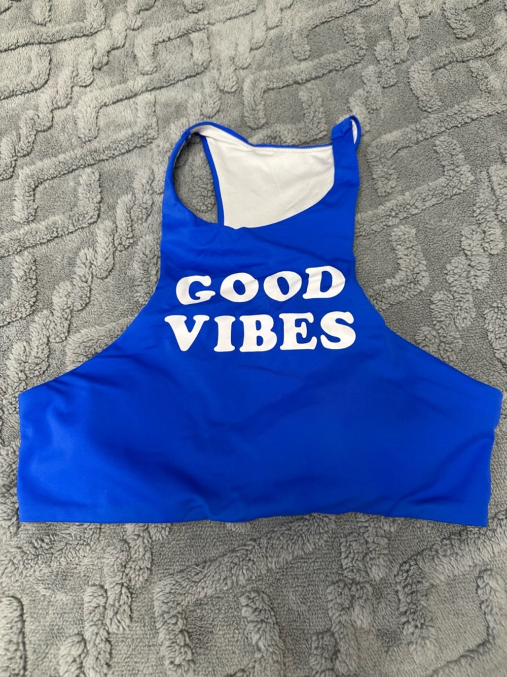 PINK Victoria's Secret Blue 'Good Vibes' High Neck Bikini Top